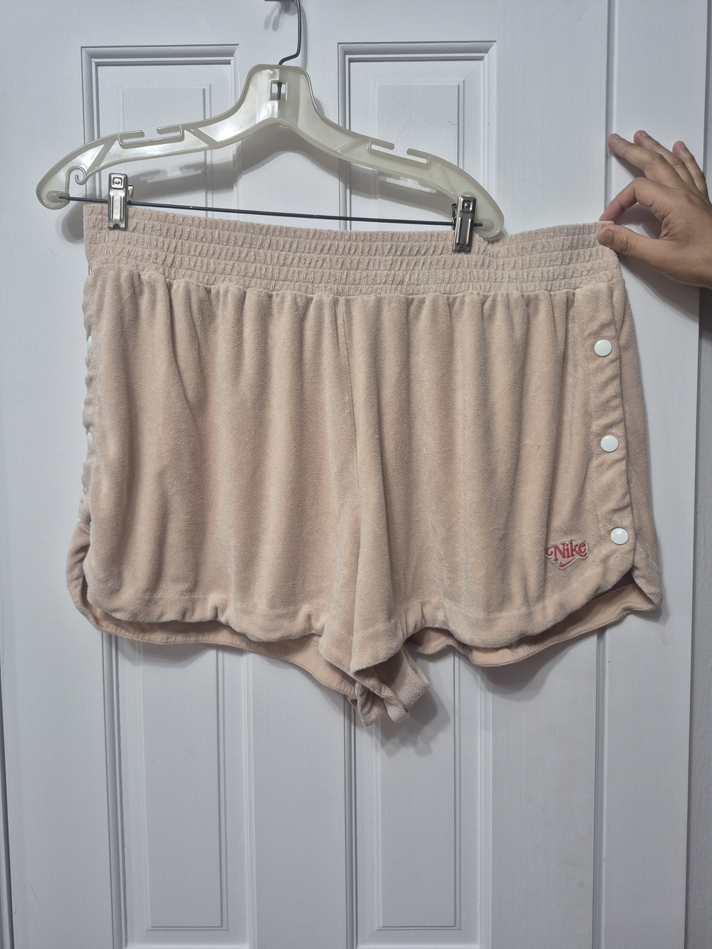Nike Women’s Beige Terry Snap-Detail Shorts